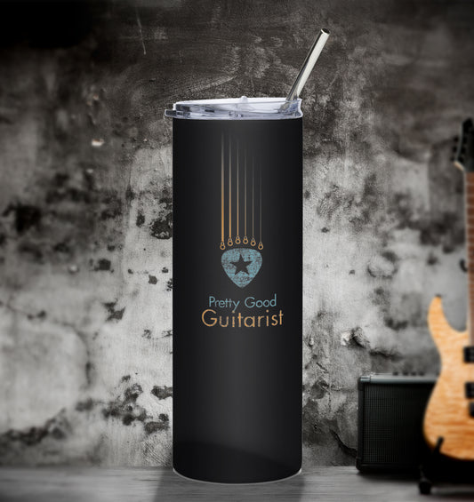'Pretty Good Guitarist' Pick & Strings Stainless steel tumbler